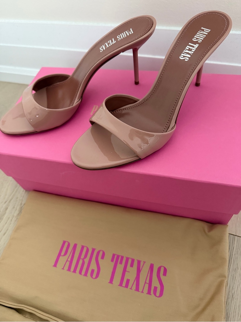 Paris Texas Nude Patent Leather Lidia Mules